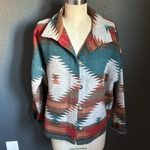 BLUE B Soft Comfy Lightweight Aztec Pattern Jacket - Picture 2 of 6